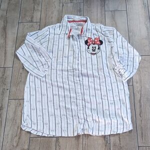 Disney Minnie Mouse Striped Lightweight Flannel Sleep Shirt / Sleepshirt